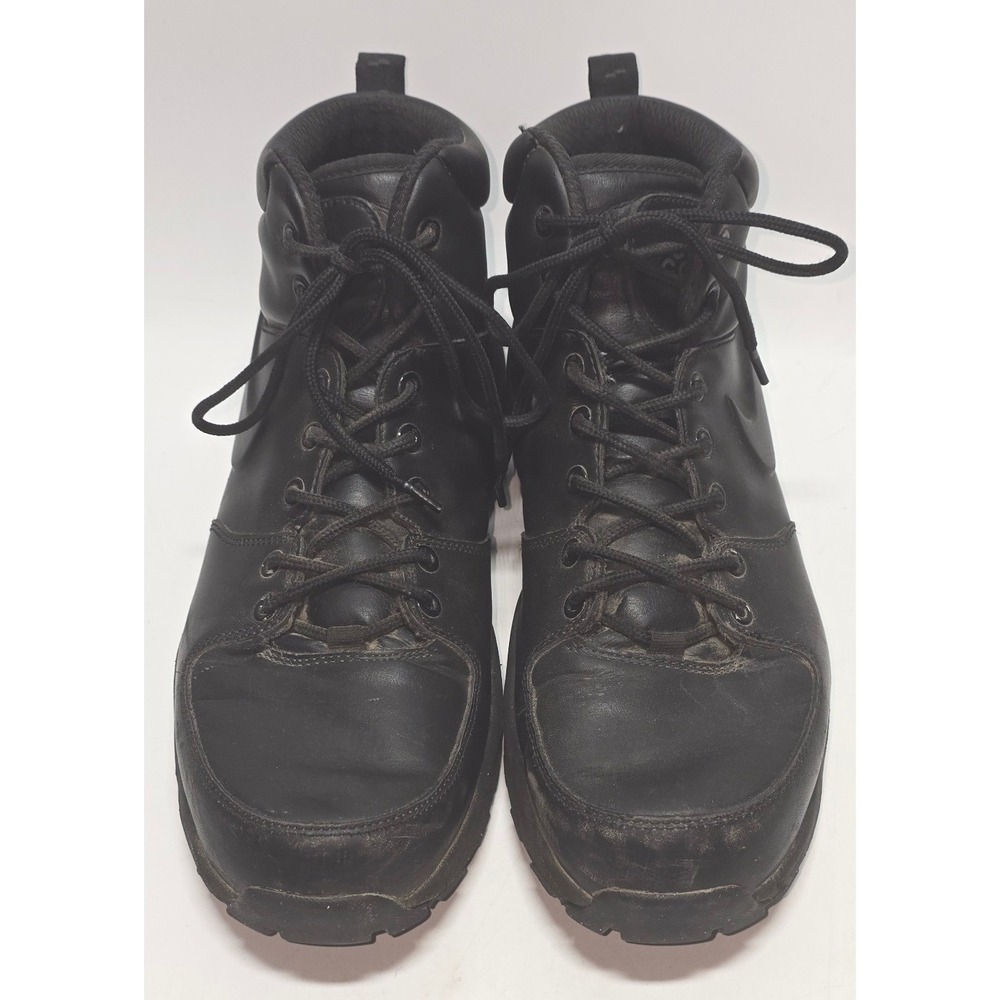 Nike ACG Manoa Leather Triple Black Boots Mens 12 454350-003 Hiking Work Boot